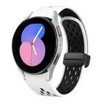 ツートンマグネット折りたたみブラックバックルシリコンウォッチバンド、Samsung Galaxy Watch 7 40 / 44mm用、Samsung Galaxy Watch 5 40 / 44mm用、Samsung Galaxy Watch 4 40 / 44mm用、Samsung Galaxy Watch 4 Classic 42 / 46mm用