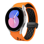 ツートンマグネット折りたたみブラックバックルシリコンウォッチバンド、Samsung Galaxy Watch 7 40 / 44mm用、Samsung Galaxy Watch 5 40 / 44mm用、Samsung Galaxy Watch 4 40 / 44mm用、Samsung Galaxy Watch 4 Classic 42 / 46mm用