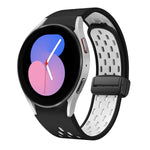 ツートンマグネット折りたたみブラックバックルシリコンウォッチバンド、Samsung Galaxy Watch 7 40 / 44mm用、Samsung Galaxy Watch 5 40 / 44mm用、Samsung Galaxy Watch 4 40 / 44mm用、Samsung Galaxy Watch 4 Classic 42 / 46mm用