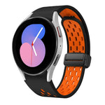 ツートンマグネット折りたたみブラックバックルシリコンウォッチバンド、Samsung Galaxy Watch 7 40 / 44mm用、Samsung Galaxy Watch 5 40 / 44mm用、Samsung Galaxy Watch 4 40 / 44mm用、Samsung Galaxy Watch 4 Classic 42 / 46mm用