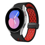 ツートンマグネット折りたたみブラックバックルシリコンウォッチバンド、Samsung Galaxy Watch 7 40 / 44mm用、Samsung Galaxy Watch 5 40 / 44mm用、Samsung Galaxy Watch 4 40 / 44mm用、Samsung Galaxy Watch 4 Classic 42 / 46mm用