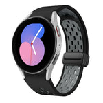 ツートンマグネット折りたたみブラックバックルシリコンウォッチバンド、Samsung Galaxy Watch 7 40 / 44mm用、Samsung Galaxy Watch 5 40 / 44mm用、Samsung Galaxy Watch 4 40 / 44mm用、Samsung Galaxy Watch 4 Classic 42 / 46mm用