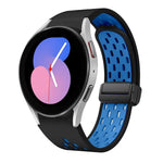 ツートンマグネット折りたたみブラックバックルシリコンウォッチバンド、Samsung Galaxy Watch 7 40 / 44mm用、Samsung Galaxy Watch 5 40 / 44mm用、Samsung Galaxy Watch 4 40 / 44mm用、Samsung Galaxy Watch 4 Classic 42 / 46mm用