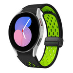 ツートンマグネット折りたたみブラックバックルシリコンウォッチバンド、Samsung Galaxy Watch 7 40 / 44mm用、Samsung Galaxy Watch 5 40 / 44mm用、Samsung Galaxy Watch 4 40 / 44mm用、Samsung Galaxy Watch 4 Classic 42 / 46mm用