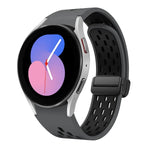 ツートンマグネット折りたたみブラックバックルシリコンウォッチバンド、Samsung Galaxy Watch 7 40 / 44mm用、Samsung Galaxy Watch 5 40 / 44mm用、Samsung Galaxy Watch 4 40 / 44mm用、Samsung Galaxy Watch 4 Classic 42 / 46mm用