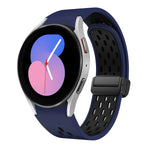 ツートンマグネット折りたたみブラックバックルシリコンウォッチバンド、Samsung Galaxy Watch 7 40 / 44mm用、Samsung Galaxy Watch 5 40 / 44mm用、Samsung Galaxy Watch 4 40 / 44mm用、Samsung Galaxy Watch 4 Classic 42 / 46mm用