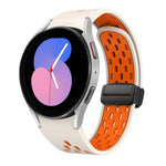 ツートンマグネット折りたたみブラックバックルシリコンウォッチバンド、Samsung Galaxy Watch 7 40 / 44mm用、Samsung Galaxy Watch 5 40 / 44mm用、Samsung Galaxy Watch 4 40 / 44mm用、Samsung Galaxy Watch 4 Classic 42 / 46mm用
