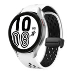 ツートンマグネット折りたたみブラックバックルシリコンウォッチバンド、Samsung Galaxy Watch 7 40 / 44mm用、Samsung Galaxy Watch 5 40 / 44mm用、Samsung Galaxy Watch 4 40 / 44mm用、Samsung Galaxy Watch 4 Classic 42 / 46mm用