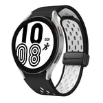 ツートンマグネット折りたたみブラックバックルシリコンウォッチバンド、Samsung Galaxy Watch 7 40 / 44mm用、Samsung Galaxy Watch 5 40 / 44mm用、Samsung Galaxy Watch 4 40 / 44mm用、Samsung Galaxy Watch 4 Classic 42 / 46mm用