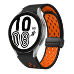 ツートンマグネット折りたたみブラックバックルシリコンウォッチバンド、Samsung Galaxy Watch 7 40 / 44mm用、Samsung Galaxy Watch 5 40 / 44mm用、Samsung Galaxy Watch 4 40 / 44mm用、Samsung Galaxy Watch 4 Classic 42 / 46mm用