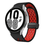 ツートンマグネット折りたたみブラックバックルシリコンウォッチバンド、Samsung Galaxy Watch 7 40 / 44mm用、Samsung Galaxy Watch 5 40 / 44mm用、Samsung Galaxy Watch 4 40 / 44mm用、Samsung Galaxy Watch 4 Classic 42 / 46mm用