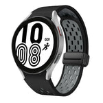 ツートンマグネット折りたたみブラックバックルシリコンウォッチバンド、Samsung Galaxy Watch 7 40 / 44mm用、Samsung Galaxy Watch 5 40 / 44mm用、Samsung Galaxy Watch 4 40 / 44mm用、Samsung Galaxy Watch 4 Classic 42 / 46mm用