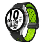 ツートンマグネット折りたたみブラックバックルシリコンウォッチバンド、Samsung Galaxy Watch 7 40 / 44mm用、Samsung Galaxy Watch 5 40 / 44mm用、Samsung Galaxy Watch 4 40 / 44mm用、Samsung Galaxy Watch 4 Classic 42 / 46mm用