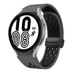 ツートンマグネット折りたたみブラックバックルシリコンウォッチバンド、Samsung Galaxy Watch 7 40 / 44mm用、Samsung Galaxy Watch 5 40 / 44mm用、Samsung Galaxy Watch 4 40 / 44mm用、Samsung Galaxy Watch 4 Classic 42 / 46mm用