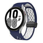 ツートンマグネット折りたたみブラックバックルシリコンウォッチバンド、Samsung Galaxy Watch 7 40 / 44mm用、Samsung Galaxy Watch 5 40 / 44mm用、Samsung Galaxy Watch 4 40 / 44mm用、Samsung Galaxy Watch 4 Classic 42 / 46mm用