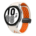 ツートンマグネット折りたたみブラックバックルシリコンウォッチバンド、Samsung Galaxy Watch 7 40 / 44mm用、Samsung Galaxy Watch 5 40 / 44mm用、Samsung Galaxy Watch 4 40 / 44mm用、Samsung Galaxy Watch 4 Classic 42 / 46mm用