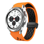 ツートンマグネット折りたたみブラックバックルシリコンウォッチバンド、Samsung Galaxy Watch 7 40 / 44mm用、Samsung Galaxy Watch 5 40 / 44mm用、Samsung Galaxy Watch 4 40 / 44mm用、Samsung Galaxy Watch 4 Classic 42 / 46mm用