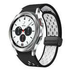 ツートンマグネット折りたたみブラックバックルシリコンウォッチバンド、Samsung Galaxy Watch 7 40 / 44mm用、Samsung Galaxy Watch 5 40 / 44mm用、Samsung Galaxy Watch 4 40 / 44mm用、Samsung Galaxy Watch 4 Classic 42 / 46mm用