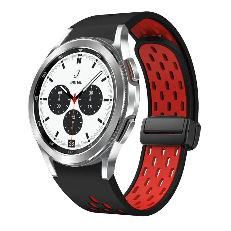 ツートンマグネット折りたたみブラックバックルシリコンウォッチバンド、Samsung Galaxy Watch 7 40 / 44mm用、Samsung Galaxy Watch 5 40 / 44mm用、Samsung Galaxy Watch 4 40 / 44mm用、Samsung Galaxy Watch 4 Classic 42 / 46mm用