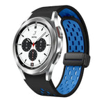 ツートンマグネット折りたたみブラックバックルシリコンウォッチバンド、Samsung Galaxy Watch 7 40 / 44mm用、Samsung Galaxy Watch 5 40 / 44mm用、Samsung Galaxy Watch 4 40 / 44mm用、Samsung Galaxy Watch 4 Classic 42 / 46mm用