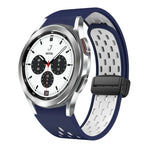 ツートンマグネット折りたたみブラックバックルシリコンウォッチバンド、Samsung Galaxy Watch 7 40 / 44mm用、Samsung Galaxy Watch 5 40 / 44mm用、Samsung Galaxy Watch 4 40 / 44mm用、Samsung Galaxy Watch 4 Classic 42 / 46mm用