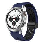 ツートンマグネット折りたたみブラックバックルシリコンウォッチバンド、Samsung Galaxy Watch 7 40 / 44mm用、Samsung Galaxy Watch 5 40 / 44mm用、Samsung Galaxy Watch 4 40 / 44mm用、Samsung Galaxy Watch 4 Classic 42 / 46mm用