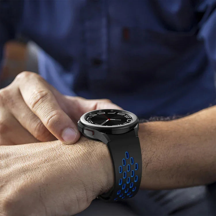 ツートンマグネット折りたたみブラックバックルシリコンウォッチバンド、Samsung Galaxy Watch 7 40 / 44mm用、Samsung Galaxy Watch 5 40 / 44mm用、Samsung Galaxy Watch 4 40 / 44mm用、Samsung Galaxy Watch 4 Classic 42 / 46mm用