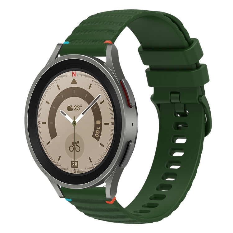 Wavy Dotted Stitched 20mm Silicone Watch Band, For Samsung Galaxy Watch 5 40 / 44mm, For Samsung Galaxy Watch 5 Pro 45mm, For Samsung Galaxy Watch 4 40 / 44mm, For Samsung Galaxy Watch 4 Classic 42 / 46mm