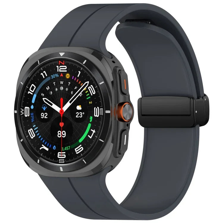 Samsung Galaxy Watch Ultra 47mm用 グルーブスタイル 折りたたみ磁気バックル シリコン製ウォッチバンド