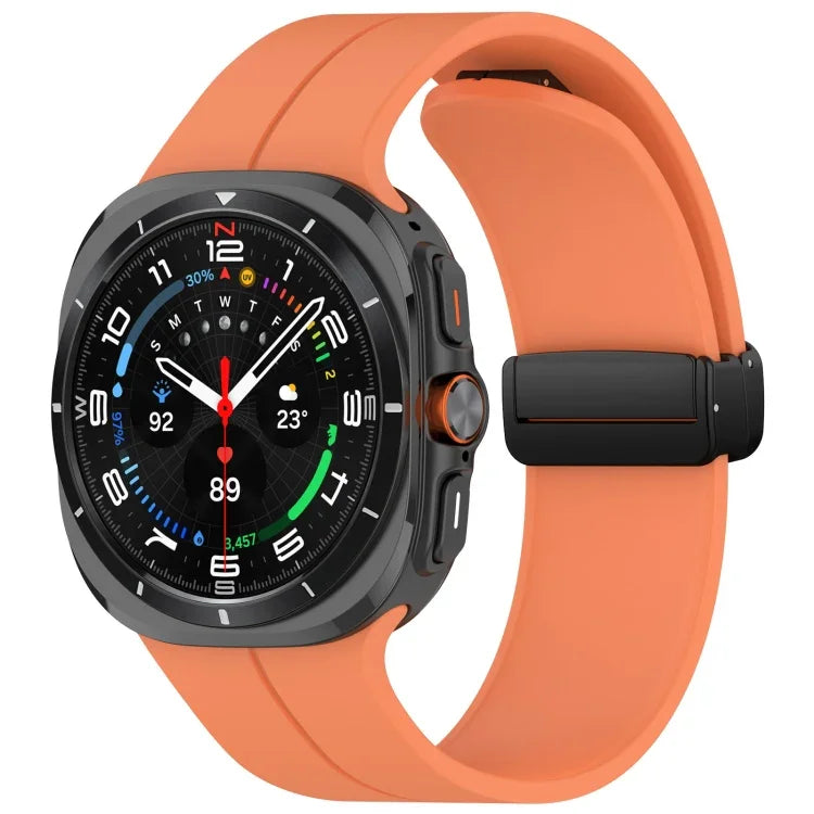 Samsung Galaxy Watch Ultra 47mm用 グルーブスタイル 折りたたみ磁気バックル シリコン製ウォッチバンド