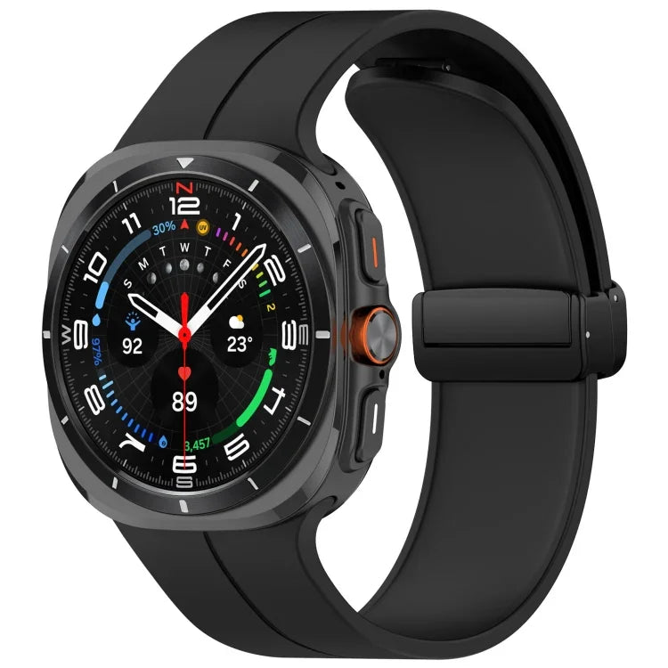 Samsung Galaxy Watch Ultra 47mm用 グルーブスタイル 折りたたみ磁気バックル シリコン製ウォッチバンド