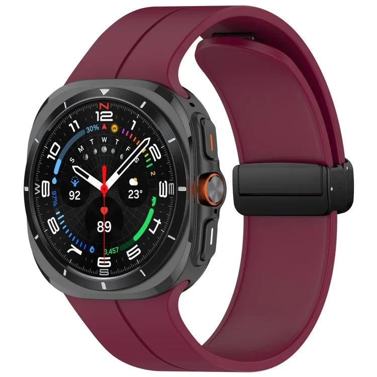 Samsung Galaxy Watch Ultra 47mm用 グルーブスタイル 折りたたみ磁気バックル シリコン製ウォッチバンド
