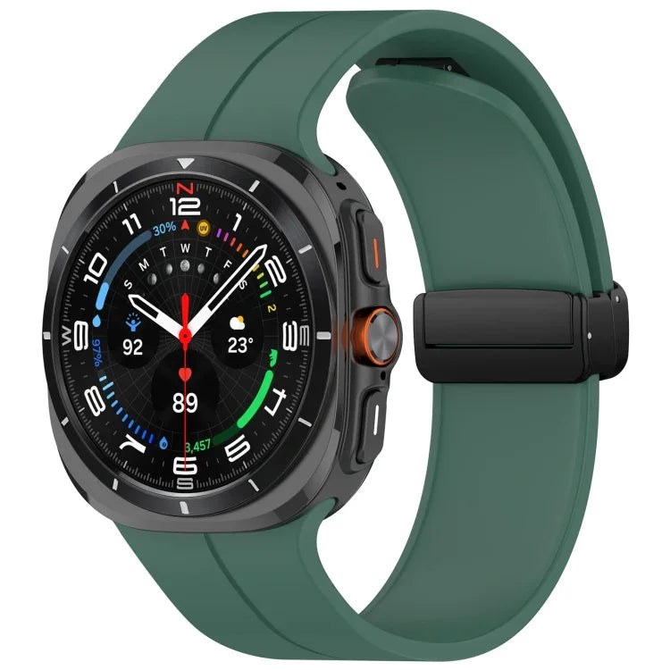 Samsung Galaxy Watch Ultra 47mm用 グルーブスタイル 折りたたみ磁気バックル シリコン製ウォッチバンド