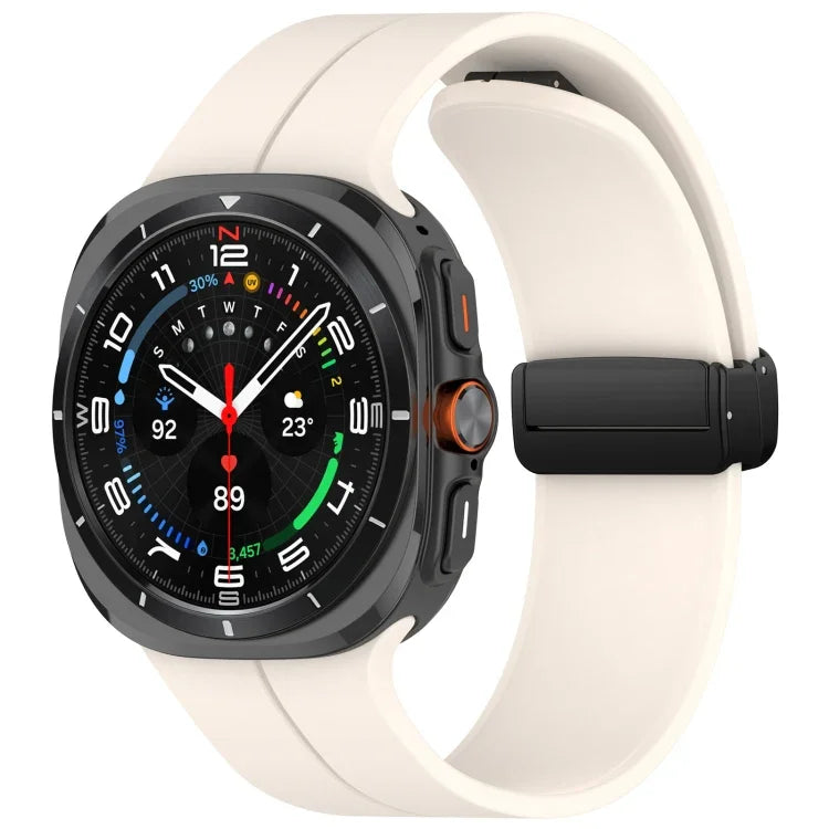 Samsung Galaxy Watch Ultra 47mm用 グルーブスタイル 折りたたみ磁気バックル シリコン製ウォッチバンド