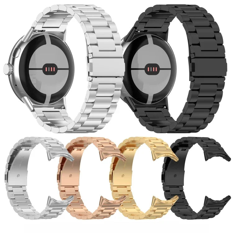 スリービーズステンレススチールメタルウォッチバンド Google Pixel Watch 4 / Watch 3 45mm用, Google Pixel Watch 4 / 3 / 2 / 1 41mm用