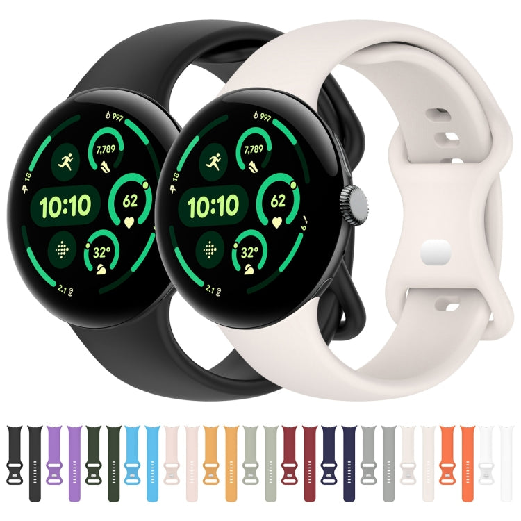 無地バタフライバックルシリコンウォッチバンド サイズ:L Google Pixel Watch 4 / Watch 3 45mm用, Google Pixel Watch 4 / 3 / 2 / 1 41mm用