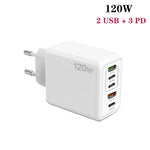 120W 3 PD Type-C デュアルUSB マルチポート充電器 携帯電話用、EUプラグ、EUプラグ