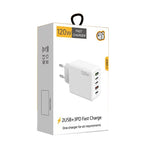 120W 3 PD Type-C デュアルUSB マルチポート充電器 携帯電話用、EUプラグ、EUプラグ
