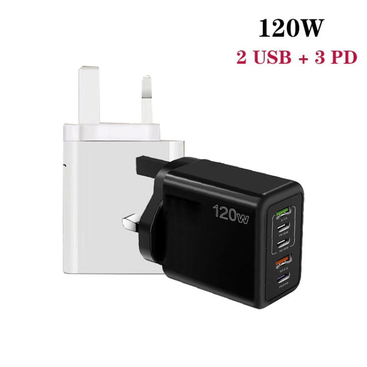 120W 3 PD Type-C デュアルUSB マルチポート充電器 携帯電話用、UKプラグ、UKプラグ