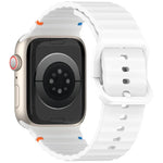 ウェービーグレイン ステッチ入りシリコンウォッチバンド、Apple Watch SE 2023 44mm用、Apple Watch SE 2023 40mm用、Apple Watch Ultra 2 49mm用、Apple Watch Series 9 45mm用