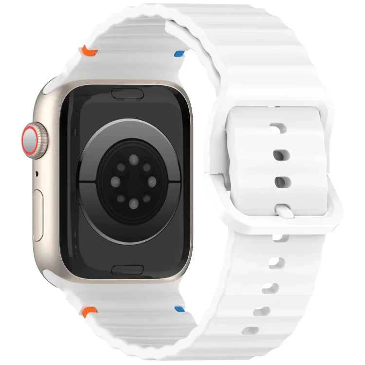 ウェービーグレイン ステッチ入りシリコンウォッチバンド、Apple Watch SE 2023 44mm用、Apple Watch SE 2023 40mm用、Apple Watch Ultra 2 49mm用、Apple Watch Series 9 45mm用