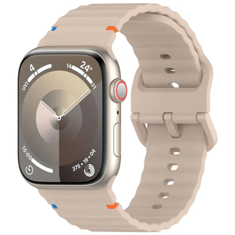ウェービーグレイン ステッチ入りシリコンウォッチバンド、Apple Watch SE 2023 44mm用、Apple Watch SE 2023 40mm用、Apple Watch Ultra 2 49mm用、Apple Watch Series 9 45mm用