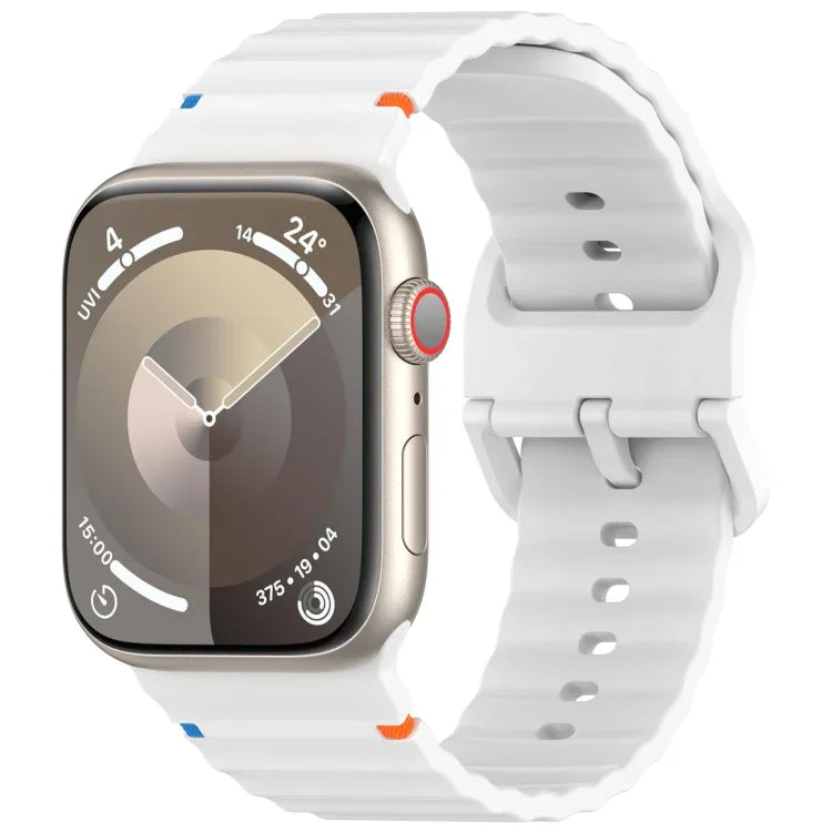 ウェービーグレイン ステッチ入りシリコンウォッチバンド、Apple Watch SE 2023 44mm用、Apple Watch SE 2023 40mm用、Apple Watch Ultra 2 49mm用、Apple Watch Series 9 45mm用