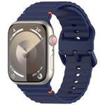 ウェービーグレイン ステッチ入りシリコンウォッチバンド、Apple Watch SE 2023 44mm用、Apple Watch SE 2023 40mm用、Apple Watch Ultra 2 49mm用、Apple Watch Series 9 45mm用