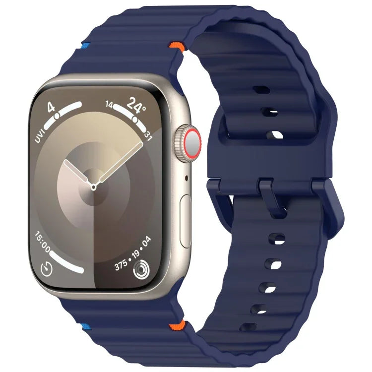 ウェービーグレイン ステッチ入りシリコンウォッチバンド、Apple Watch SE 2023 44mm用、Apple Watch SE 2023 40mm用、Apple Watch Ultra 2 49mm用、Apple Watch Series 9 45mm用
