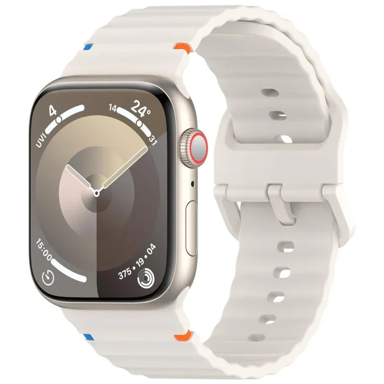 ウェービーグレイン ステッチ入りシリコンウォッチバンド、Apple Watch SE 2023 44mm用、Apple Watch SE 2023 40mm用、Apple Watch Ultra 2 49mm用、Apple Watch Series 9 45mm用