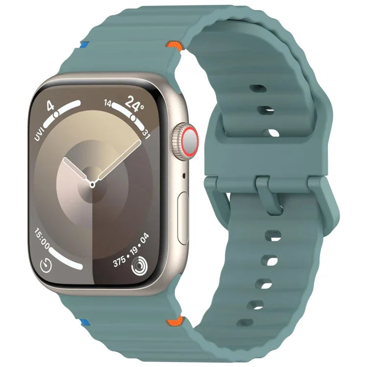 Wavy Grain Stitched Silicone Watch Band, For Apple Watch Series 9 41mm, For Apple Watch Ultra 49mm, For Apple Watch Series 8 41mm, For Apple Watch Series 8 45mm