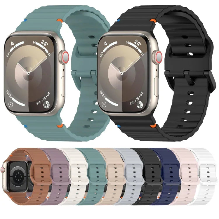 ウェービーグレイン ステッチ入りシリコンウォッチバンド、Apple Watch SE 2023 44mm用、Apple Watch SE 2023 40mm用、Apple Watch Ultra 2 49mm用、Apple Watch Series 9 45mm用