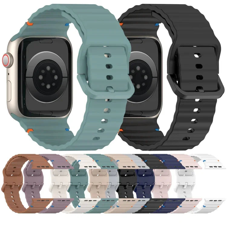 ウェービーグレイン ステッチ入りシリコンウォッチバンド、Apple Watch SE 2023 44mm用、Apple Watch SE 2023 40mm用、Apple Watch Ultra 2 49mm用、Apple Watch Series 9 45mm用