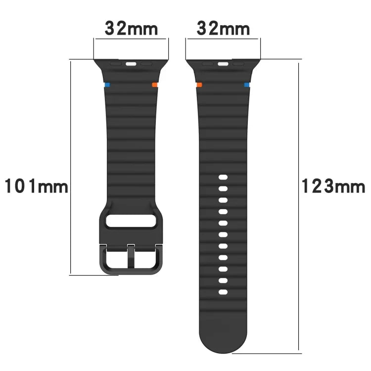 ウェービーグレイン ステッチ入りシリコンウォッチバンド、Apple Watch SE 2023 44mm用、Apple Watch SE 2023 40mm用、Apple Watch Ultra 2 49mm用、Apple Watch Series 9 45mm用